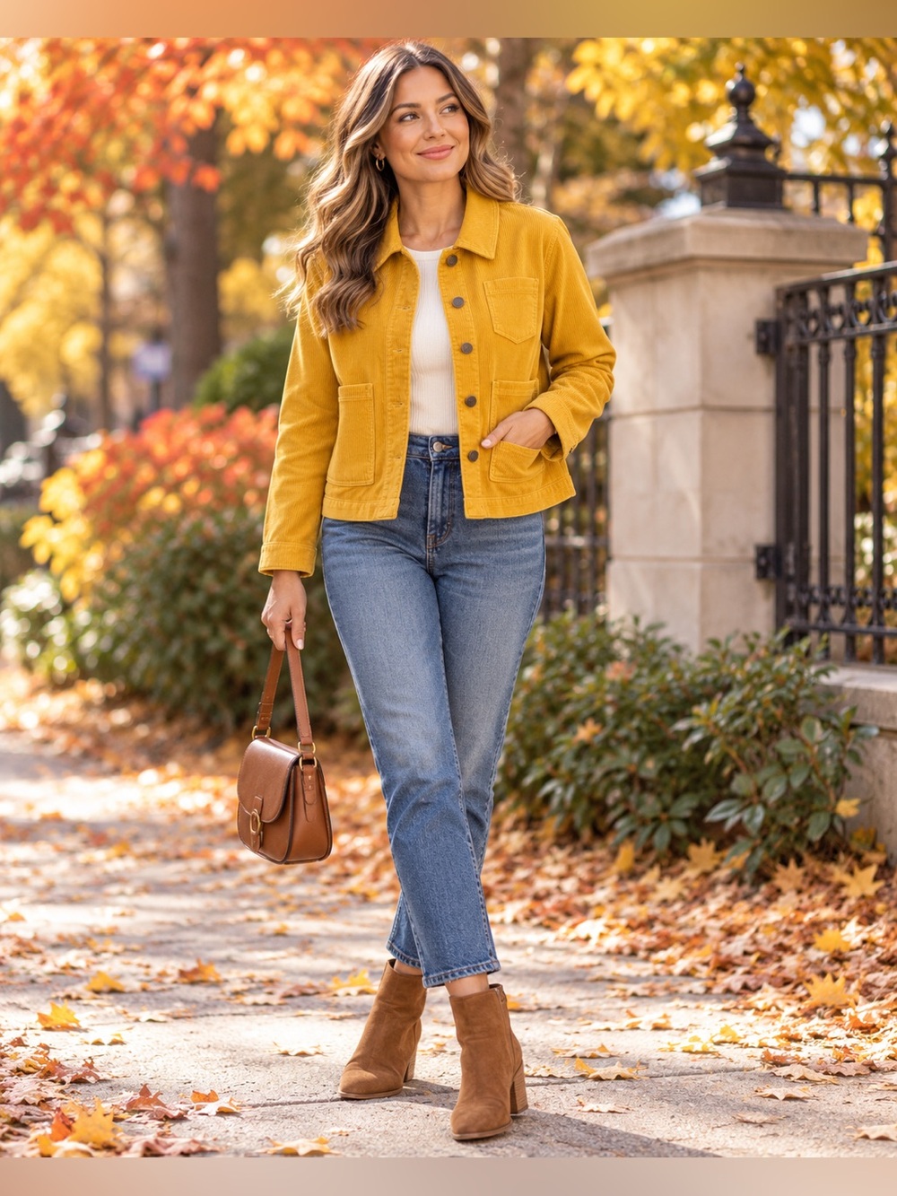 Cabi Mustard Yellow Corduroy Utility Jacket Women’s XS Cropped